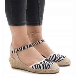 Zebra sandale cu pană espadrile LLI-3M88-7 alb negru 1