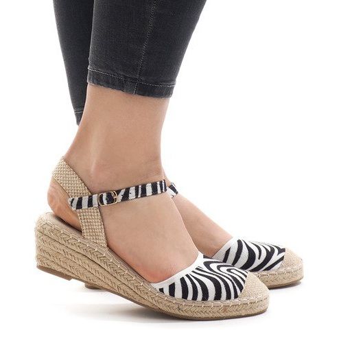 Zebra sandale cu pană espadrile LLI-3M88-7 alb negru 2