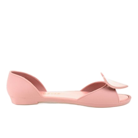 Balerini din cauciuc de culoare melisă roz cu inimă KM121-24 1 Balerini din cauciuc de culoare melisă roz cu inimă KM121-24 1