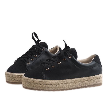 Espadrile dantelate LX-07 negre negru 2