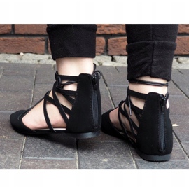 Sandale de balet deschise / legate 6701 Negru 1 Sandale de balet deschise / legate 6701 Negru 1