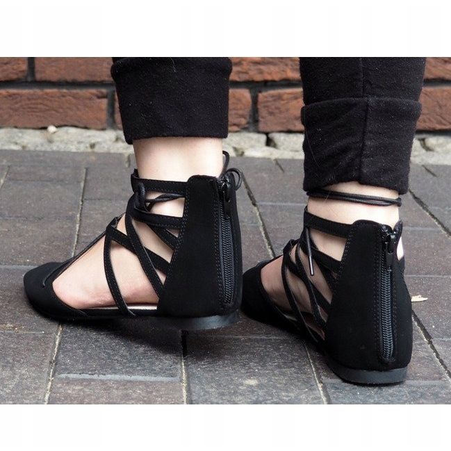 Sandale de balet deschise / legate 6701 Negru 1