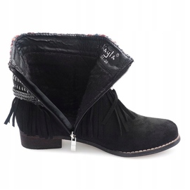 Cizme calde Boho Fringes LL51 Negru 1