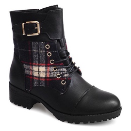 Cizme Cizme cu dantelă Lattice B2913 Negru 2