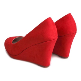 Pompe din piele de căprioară pe pană 2054 Roșu 2