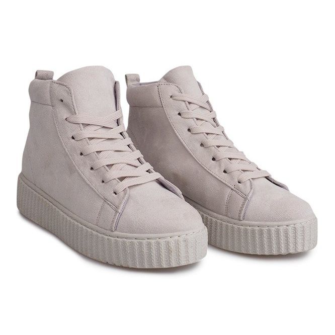 Cizme cu creepers înalte pe platforma bej HX002 1