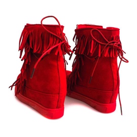 Adidași cu pană cu franjuri Boho 881-2 Roșu 1