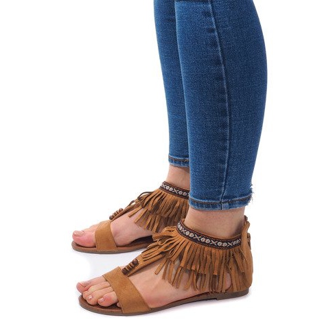 Sandale Boho 8-9 din piele camelă maro 1 Sandale Boho 8-9 din piele camelă maro 1