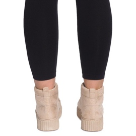 Cizme cu creepers înalte pe platforma bej WQ-001 1