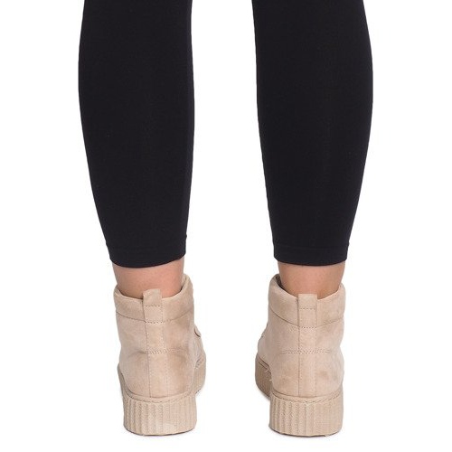 Cizme cu creepers înalte pe platforma bej WQ-001 1