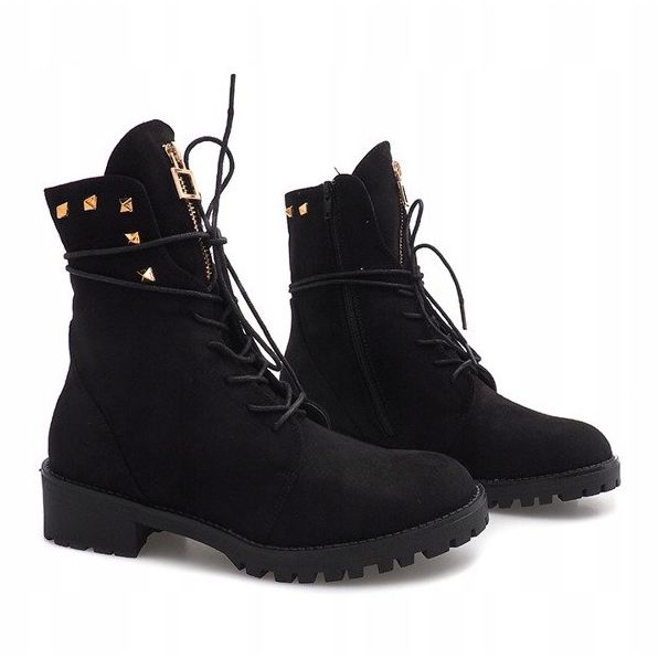 Capcane decorate din piele de căprioară H99-17 Negru 1