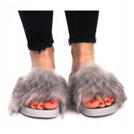 Papuci cu blană HN51-5 Gri 1 Papuci cu blană HN51-5 Gri 1