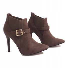 Cizme cu toc înalt de piele întoarsă PK097 Kaki multicolor verde 1