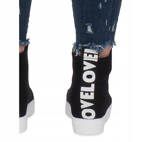 Adidași cu țesătură neagră Love negru 1