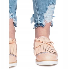 Mocasini ajurati roz cu franjuri Pamole 1