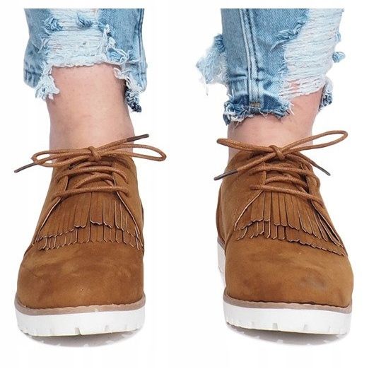 Mocasini de cămilă cu franjuri dure zdrobitoare maro 1