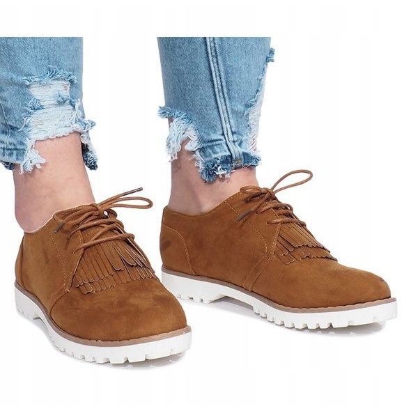 Mocasini de cămilă cu franjuri dure zdrobitoare maro 2