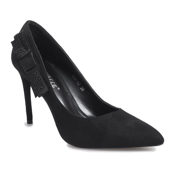 Tocuri înalte negre cu fundă Bordeaux negru 1