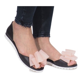 Sandale negre Meliski Flower City negru 1