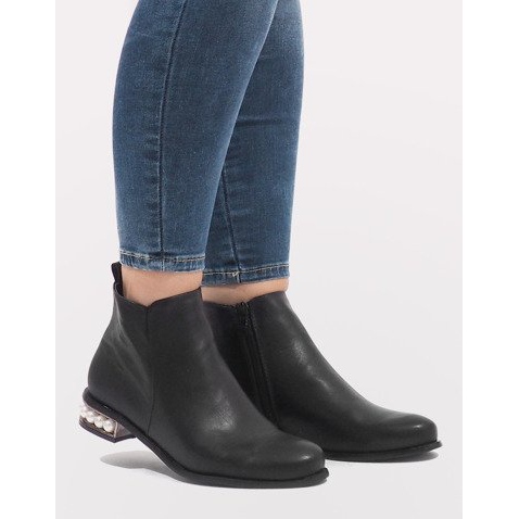 Cizme negre LEI-189 cu perle negru 2