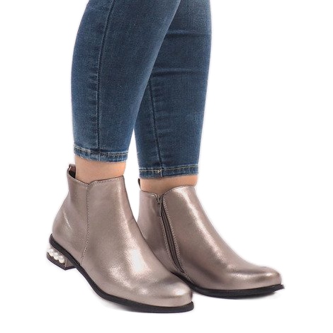 Cizme de argint LEI-189 cu perle gri 2