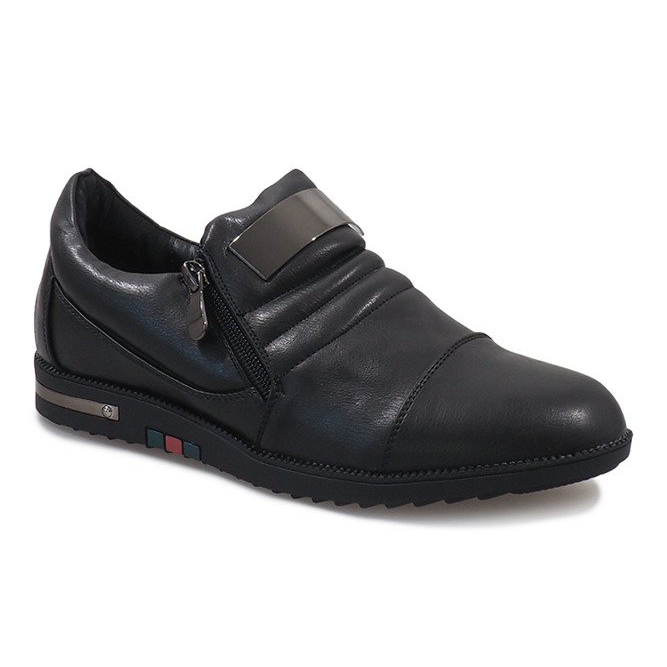 Pantofi negri cu fermoar H034 negru 1