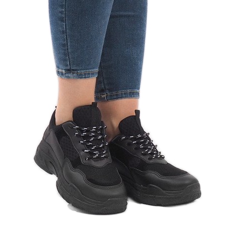 Pantofi sport negri la modă 1801 negru 1