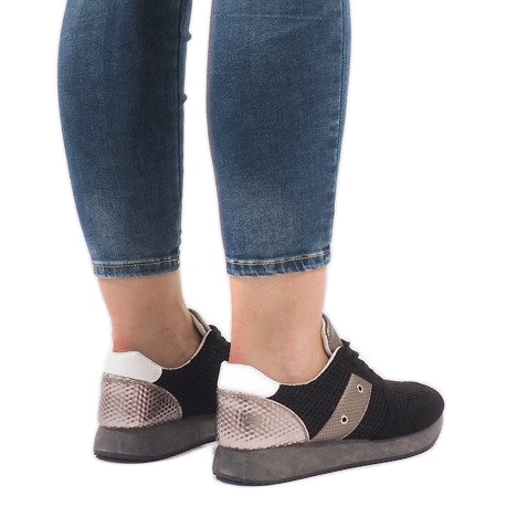 Adidași sport negri cu plasă 5510-1 negru 1