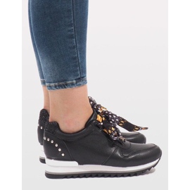 Adidași sport negri pe pană G-124 negru 2