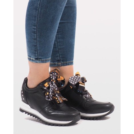 Adidași sport negri pe pană G-124 negru 1