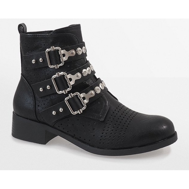 Cizme negre cu catarame 7168-PA negru 1 Cizme negre cu catarame 7168-PA negru 1