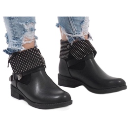 Botine negre înfășurate cu paiete LY-2698 negru 1 Botine negre înfășurate cu paiete LY-2698 negru 1