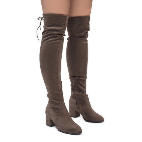 Cizme din piele de căprioară pe stâlpul TE1704-3 multicolor 2