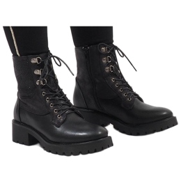 Ideal Shoes Ghete negre cu șireturi cu paiete 1621 negru 1