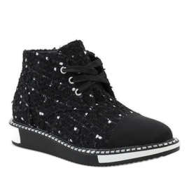 Cizme negre cu lacuri TS1811 negru 1