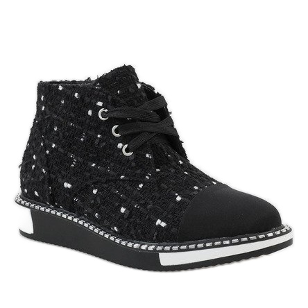 Cizme negre cu lacuri TS1811 negru 1 Cizme negre cu lacuri TS1811 negru 1