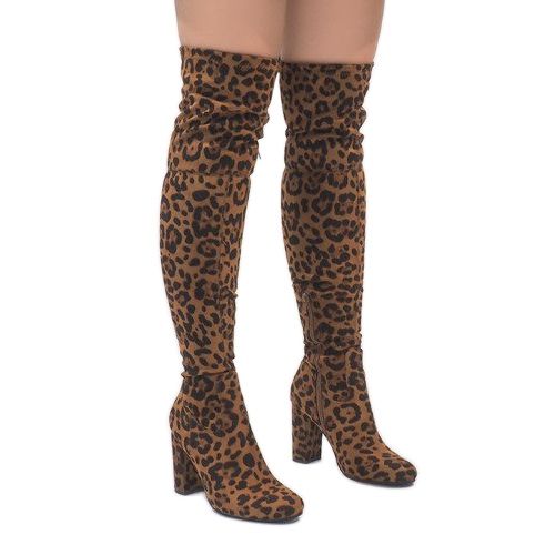 Cizme leopard pe stâlp peste genunchi E5116 multicolor 1