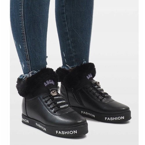 Cizme negre GF-ZM106 căptușite cu blană negru 1 Cizme negre GF-ZM106 căptușite cu blană negru 1