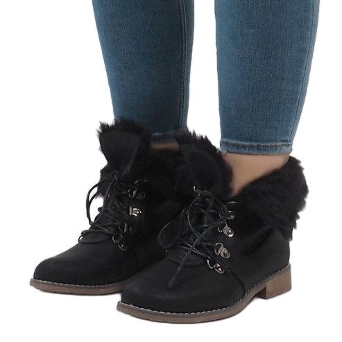 Cizme negre, izolate din blană B9816-KB negru 2