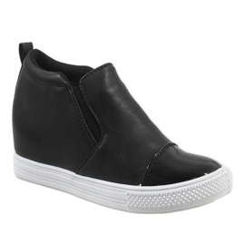 Adidași negri pe pană DD409-4 negru 1