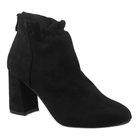 Botine negre din piele de căprioară pe stâlpul LL-79P negru 1