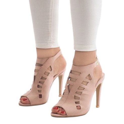 Cizme deschise roz pe toc înalt 238-8 1 Cizme deschise roz pe toc înalt 238-8 1