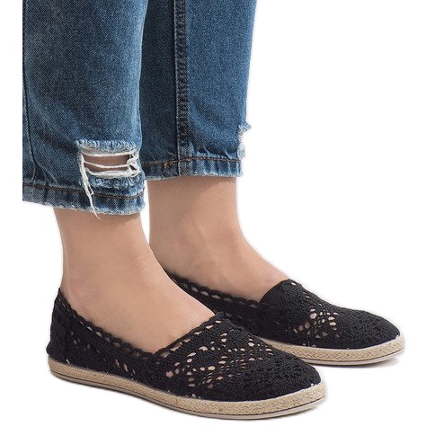 Adidași din dantelă neagră JX57P negru 2