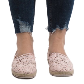 Adidași din dantelă roz JX57P 2