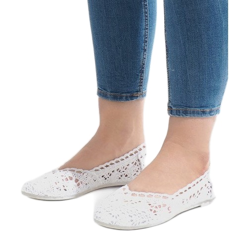 Adidași din dantelă albă JX59P 1