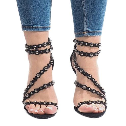 Sandale cu toc înalt negru LE042P 2