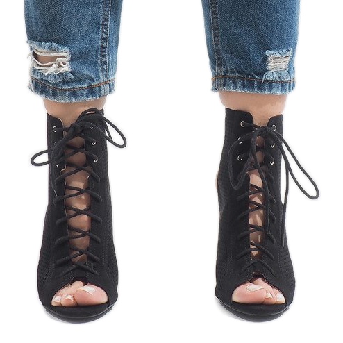 Cizme deschise negre pe toc 1610-22 negru 2