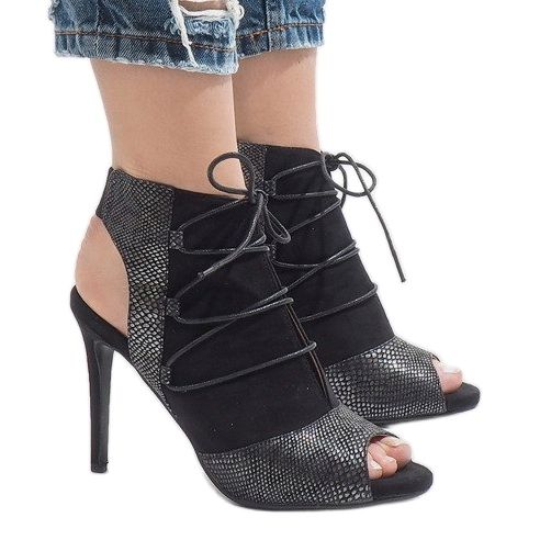 Ghete deschise negre pe toc HF168-3 negru 1