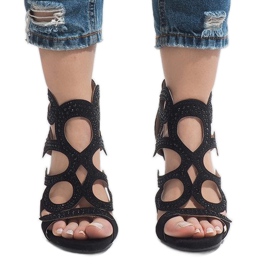 Ghete deschise negre pe toc înalt HF1436-20 negru 2