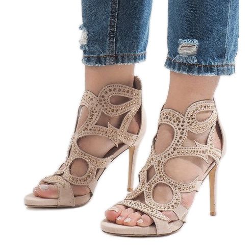 Cizme deschise bej pe toc înalt HF1436-20 1